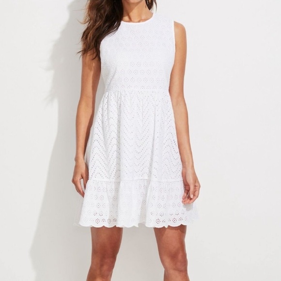 Vineyard Vines White Eyelet Ruffle Bottom Fit N Flare Allamanda Dress—2 - Picture 15 of 15